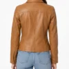 Womens Petite Tan Leather Jacket