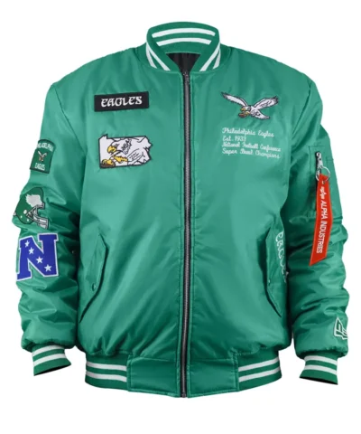 Philadelphia Eagles New Era x Alpha Bomber Jacket Shop Now