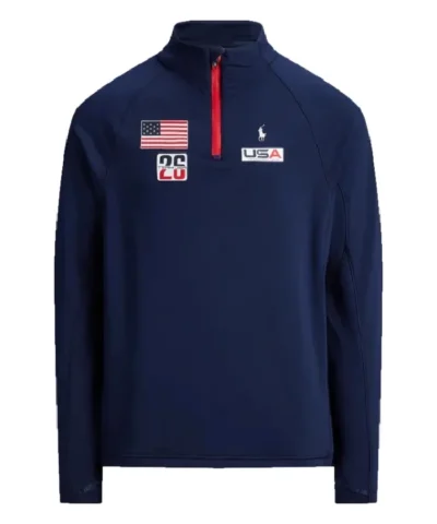 Polo Ralph Lauren Team USA Milano Cortina Winter Olympics Quarter Zip Navy Jacket