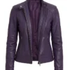 Purple Cafe Racer Leather Jacket