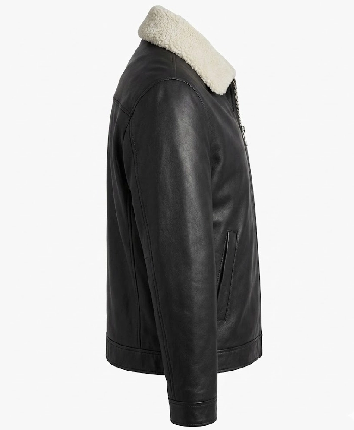 Ravion Black Shearling Leather Jacket