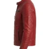Red Quilted Biker Leather Jacket