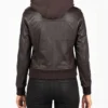Roslyn Brown Hooded Leather Bomber Jacket