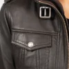 Brown Roslyn Hooded Leather Bomber Jacket