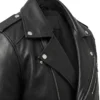Rustline Black Leather Biker Jacket