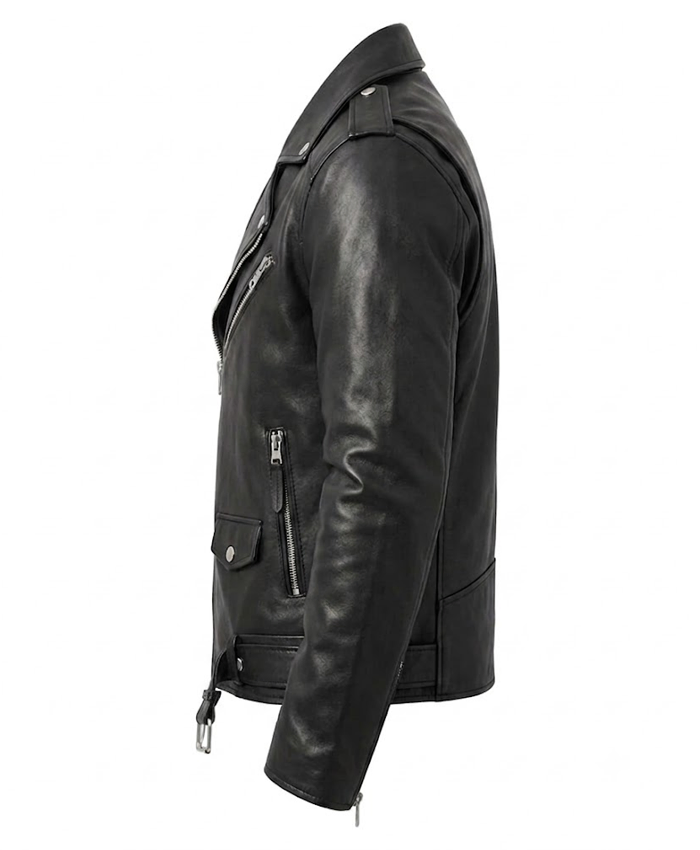Rustline Leather Biker Jacket For Sale