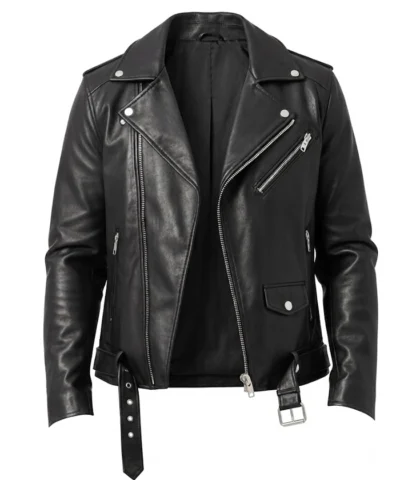 Rustline Leather Black Jacket For Sale