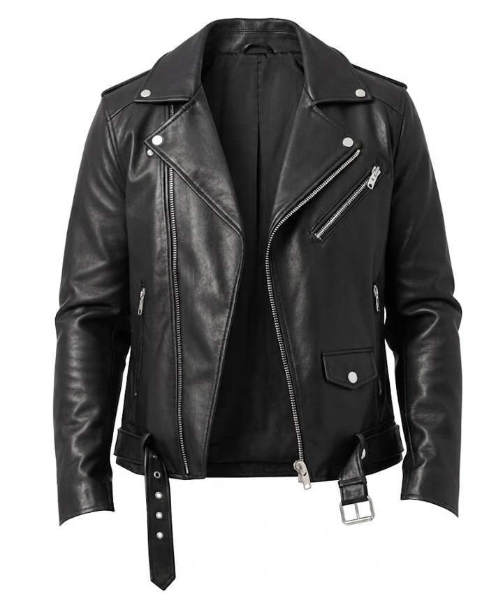 Rustline Leather Black Jacket For Sale