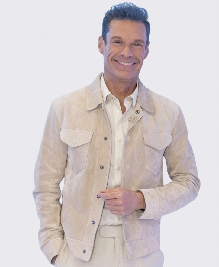 Ryan Seacrest American Idol Beige Suede Jacket Front