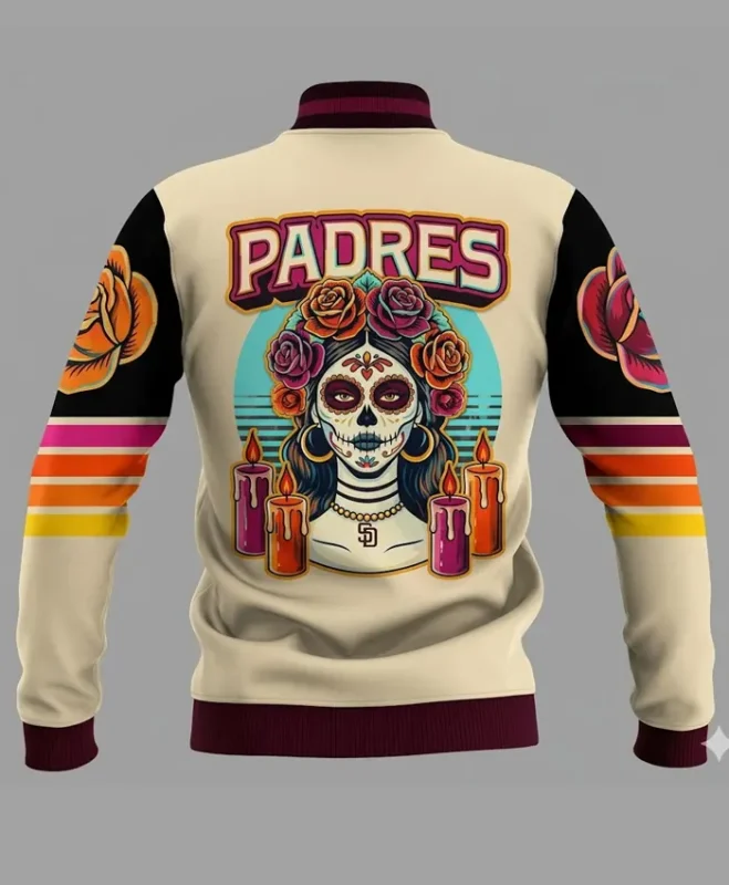 San Diego Padres 2026 Tribute with Día de los Muertos Style Los Angeles Catrina City Connect Jacket For Sale