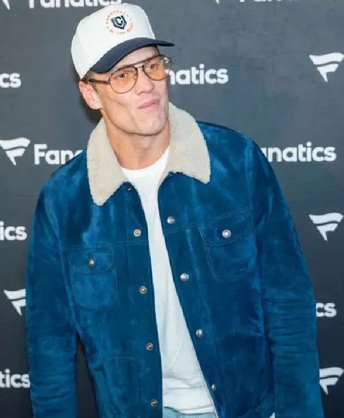San Francisco 2026 Super Bowl Party Tom Brady Suede Shearling Trucker Jacket
