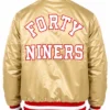 San Francisco 49ers Golden Satin Starter Varsity Jacket Back View