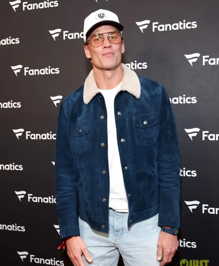 San Francisco Super Bowl Party Tom Brady Suede Shearling Trucker Jacket