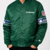 Seattle Seahawks 1990s Green Satin Jacket Front View