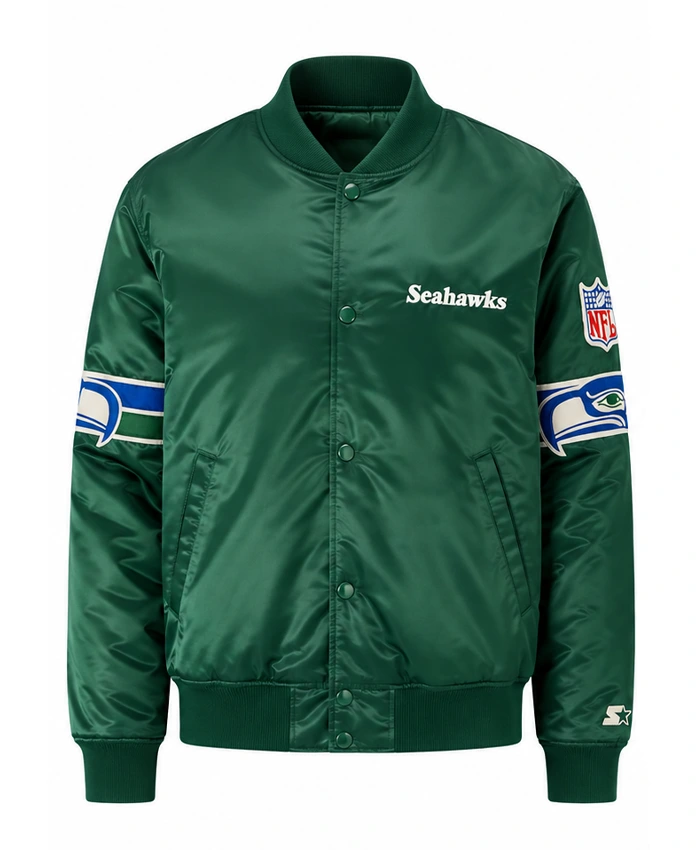 Seattle Seahawks 1990s Green Satin Jacket