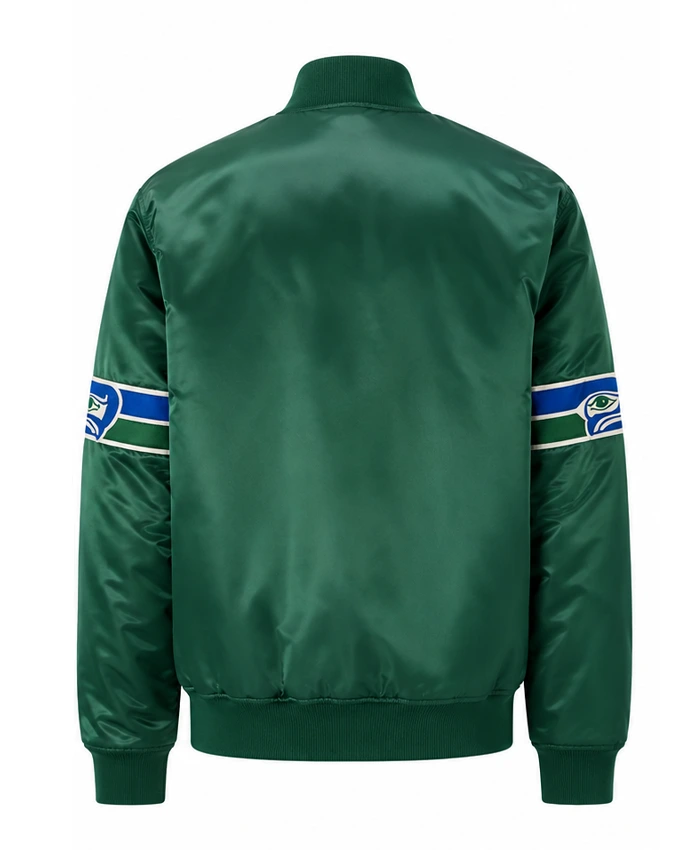 Seattle Seahawks 1990s Snap Tab Green Satin Jacket