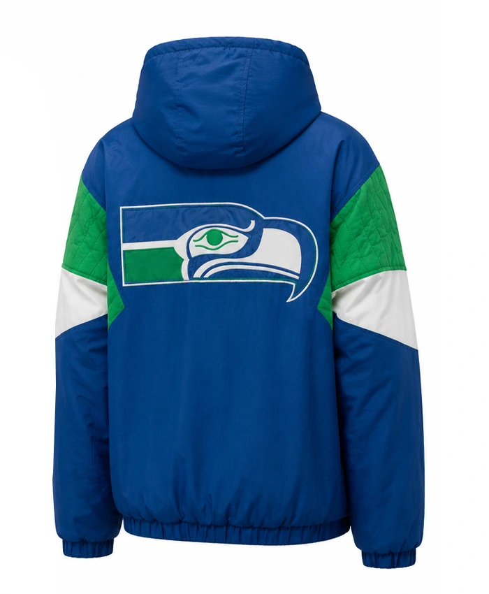 Seattle Seahawks 90s Half Zip Pullover Hooded Jacket