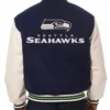 Seattle Seahawks Blue and White Two-Tone Varsity Jacket