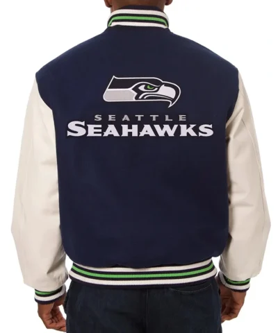 Seattle Seahawks Blue and White Two-Tone Varsity Jacket