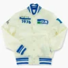 Seattle Seahawks Cream Snap Tab Throwback Classic Jacket