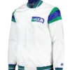 Seattle Seahawks Midweight Snap Tab White Satin Jacket