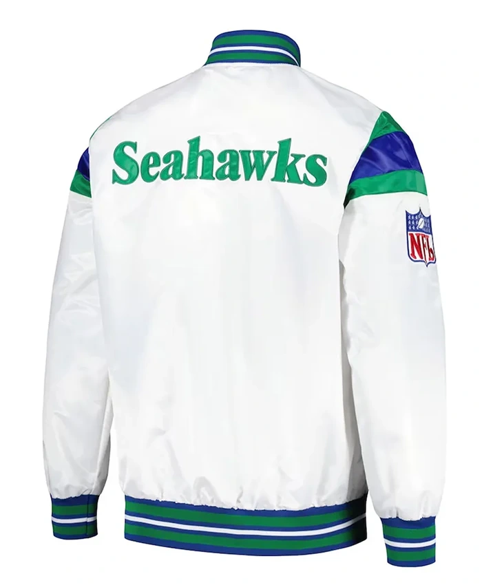 Seattle Seahawks Midweight White Satin Jacket