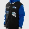 Seattle Seahawks New Era Black and Blue Varsity Hooded Jacket
