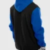 Seattle Seahawks New Era Black and Blue Varsity Hooded Jacket Back