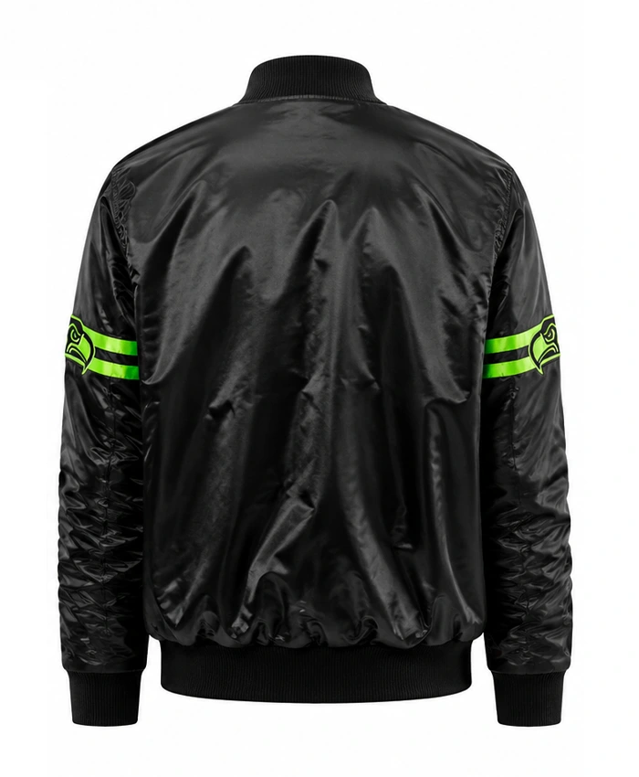 Seattle Seahawks Starter Bomber Black Jacket Back View