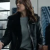 Serinda Swan Reacher Karla Dixon Shearling Black Leather Jacket