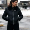 Serinda Swan Reacher S02 Black Leather Jacket