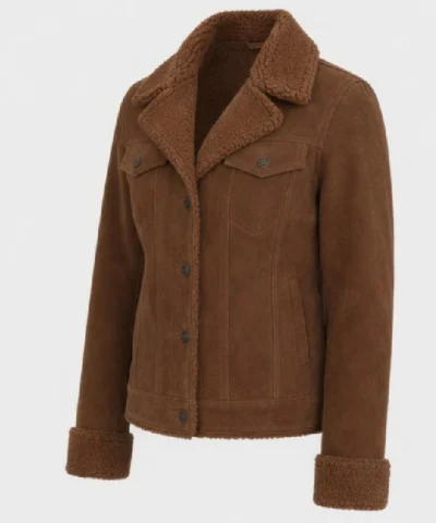 Shearling Suede Leather Trucker Jacket