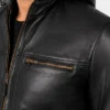 Bouncer Biz Black Leather Bomber Jacket for sale