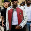 Shop Gunna Paris Fashion Week 2026 Under Armour Vintage Moto Red and White Leather Jacket For Men and Women