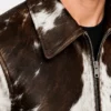 Mens shirt Collar Leather Cowhide Jacket