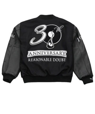 Shop Mitchell And Ness Reasonable Doubt Jay Z30 x NY Yankees Black Full Snap Varsity Jacket
