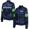 Shop NFL Seattle Seahawks Starter Satin Blue Varsity Jacket
