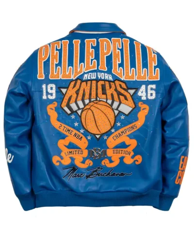 Shop Pelle Pelle NBA New York Knicks Champions Blue Leather Jacket