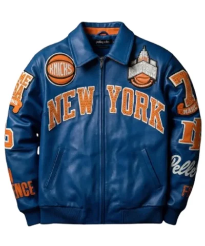 Shop Pelle Pelle x All Star New York Blue Leather Jacket