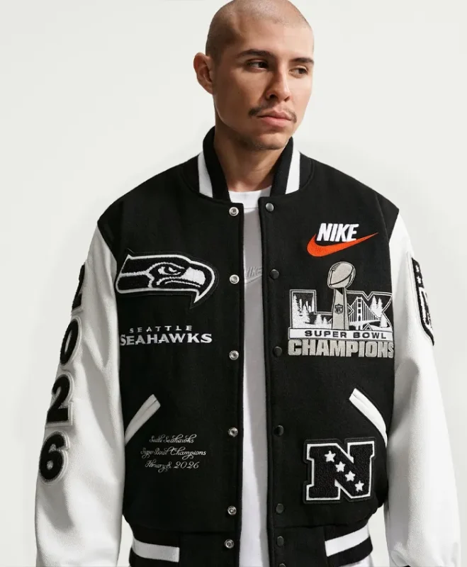Shop The 2026 Seattle Seahawks x Nike Super Bowl Champions Destroyer Jacket For Sale