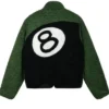 Stussy 8 Ball Green Sherpa Jacket For Sale