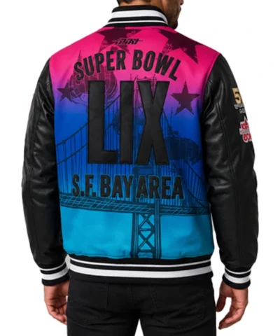 Super Bowl LX 2026 Black Varsity Jacket Back