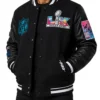 Super Bowl LX 2026 Black Varsity Jacket Front