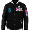 Super Bowl LX 2026 SF Bat Area Black Varsity Jacket Front