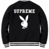 Supreme Black Full Snap Wool Varsity Jacket