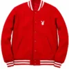 Supreme Red Full Snap Varsity Jacket