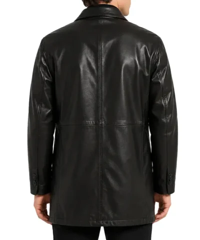 Supreme x Schott Black Leather Overcoat Back