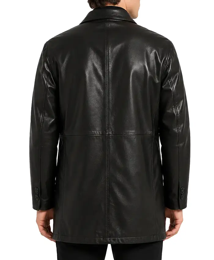 Supreme x Schott Black Leather Overcoat Back