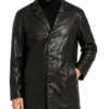 Supreme x Schott Black Leather Overcoat Front