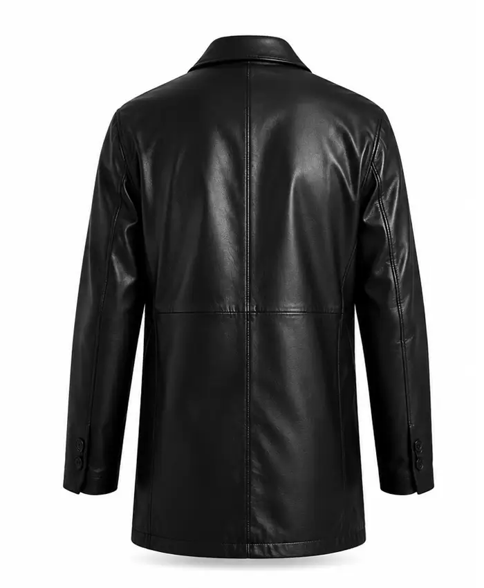 Supreme x Schott Leather Black Overcoat Back